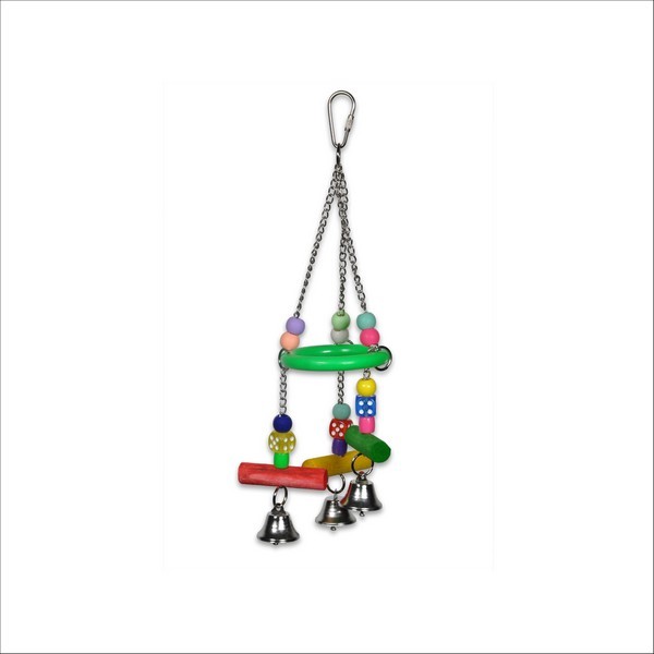 Jouet Pour Oiseaux Anneau, Dés & Clochette Multicolore Vadigran