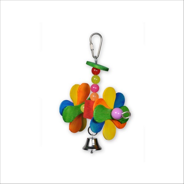 Jouet Pour Oiseaux Bois Turning Wheels Multicolore Avec Clochette Vadigran