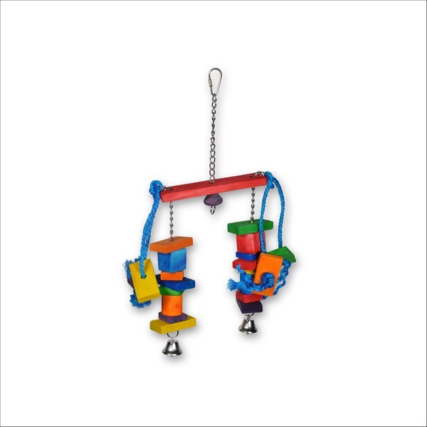 Jouet Pour Oiseaux Cubes Doubles Multicolore & Clochettes Vadigran