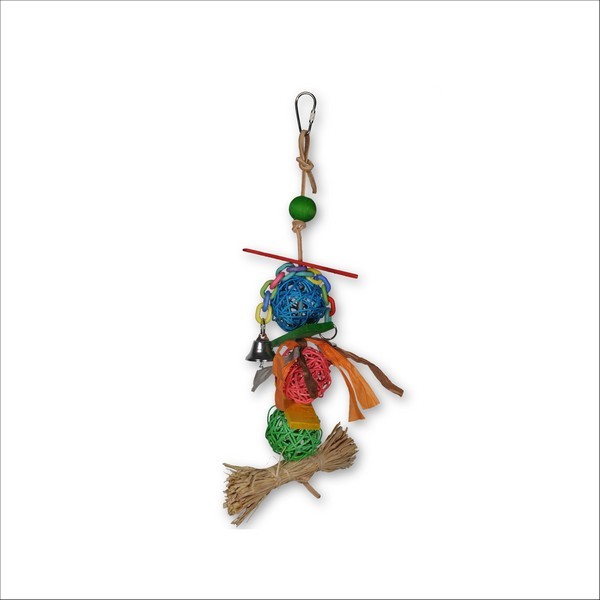 Jouet Pour Oiseaux 3 Boules En Osier Multicolore Avec Clochette Vadigran