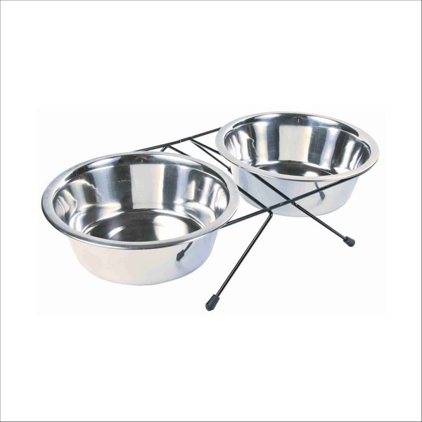 Set De 2 Gamelles En Acier Inox Pour Chien Trixie