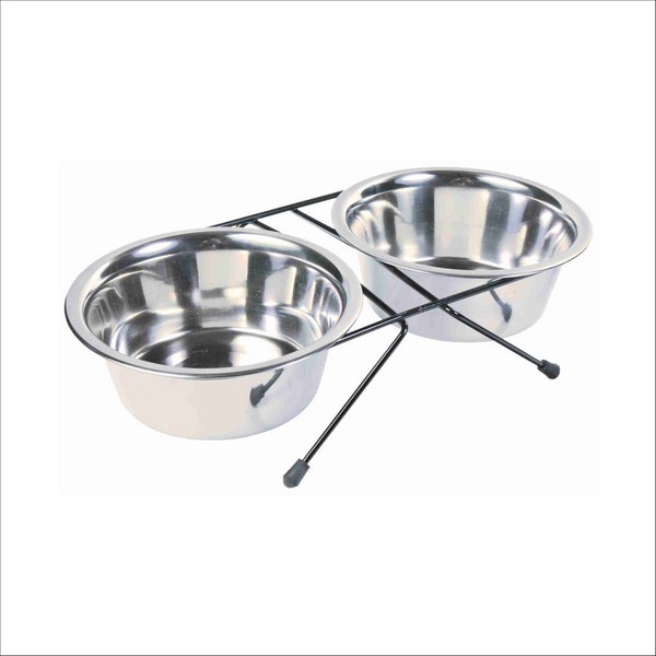 Set De 2 Gamelles En Acier Inox Pour Chien Trixie