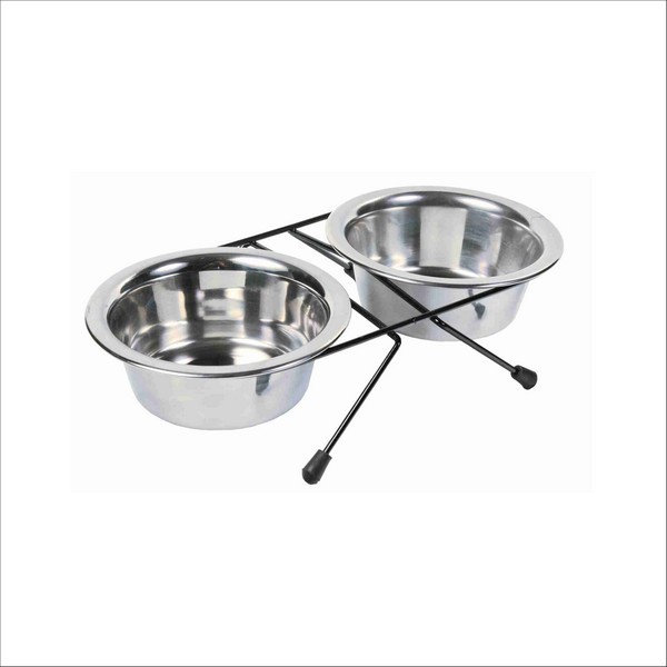 Set De 2 Gamelles En Acier Inox Pour Chien Trixie