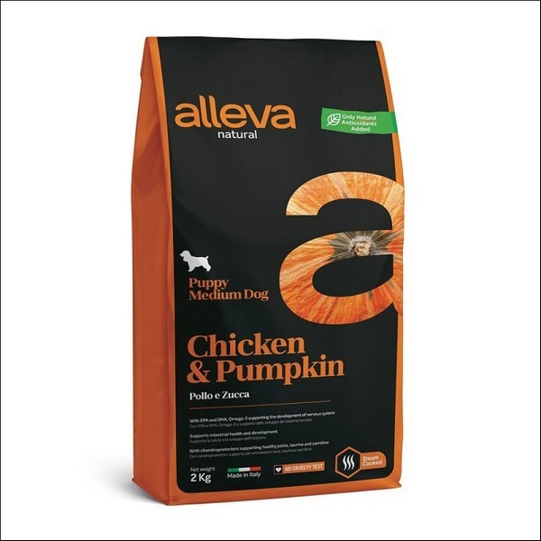 Croquettes Au Poulet & Au Potiron Pour Chiot Medium - Alleva Natural