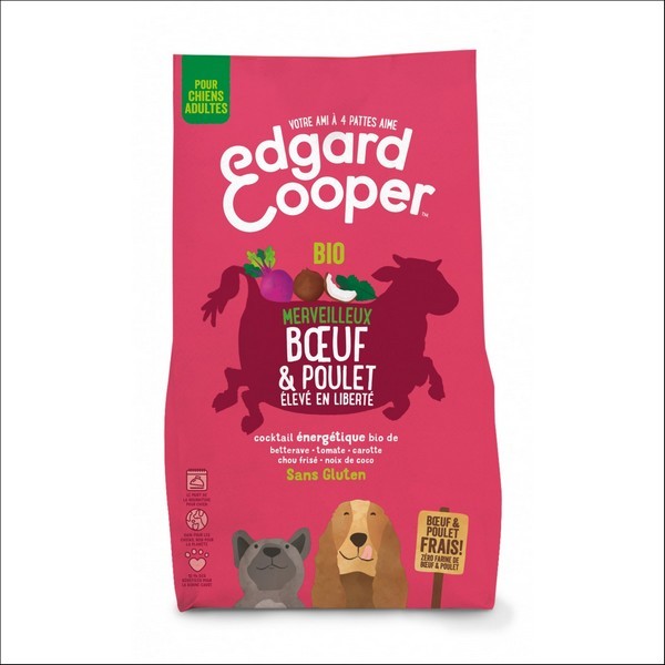 Edgard & Cooper Poulet Élevé En Liberté & Bœuf Frais Bio Sans Céréales Pour Chien Adulte