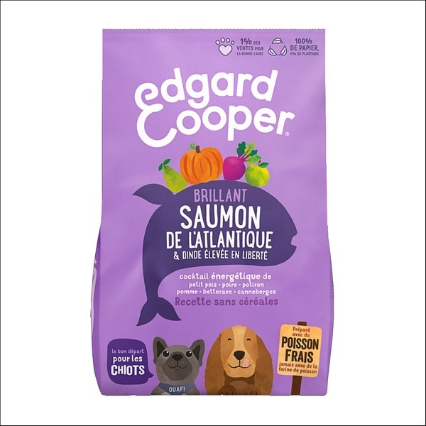 Edgard & Cooper Croquettes Naturelles Au Saumon Frais De l'Atlantique & Dinde Élevée En Plein Air Sans Céréales Pour Chiot