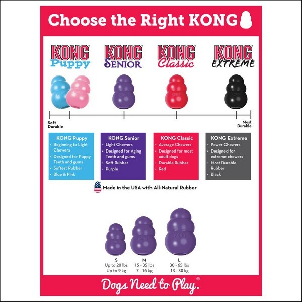 Jouet KONG Sénior Violet Pour Chien 3 Tailles - Ultra-Durable