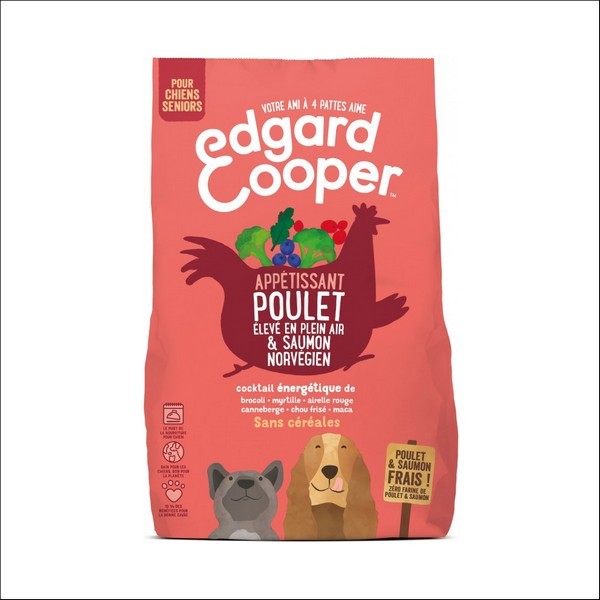 Edgard & Cooper Poulet Frais Élevé En Plein Air & Saumon Norvégien Sans céréales Pour Chien Senior