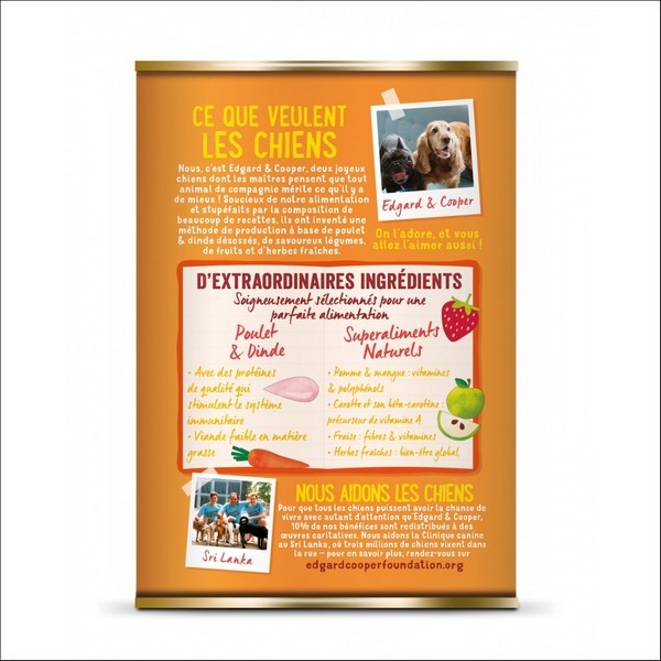 Edgard & Cooper Boîte Poulet & Dinde Pour Chien Adulte