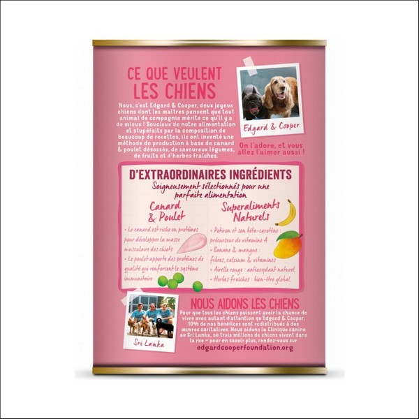 Edgard & Cooper Boîte Canard & Poulet Pour Chiot
