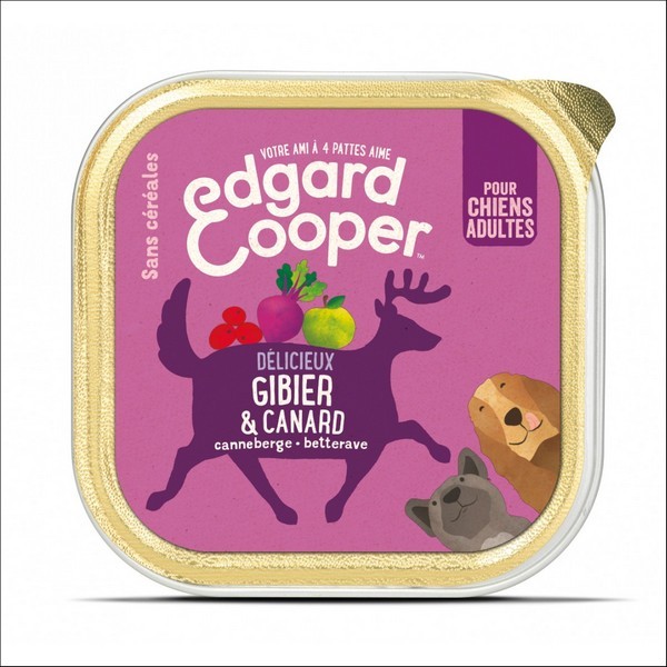Edgard & Cooper Barquette Gibier & Canard Pour Chien Adulte