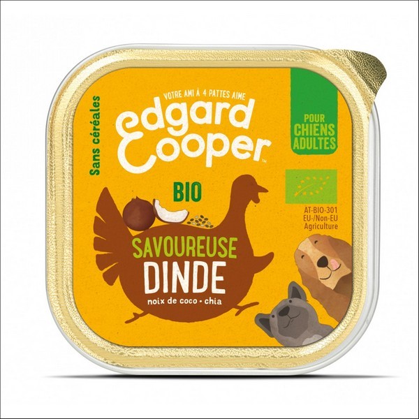 Edgard & Cooper Barquette Dinde Bio Pour Chien Adulte