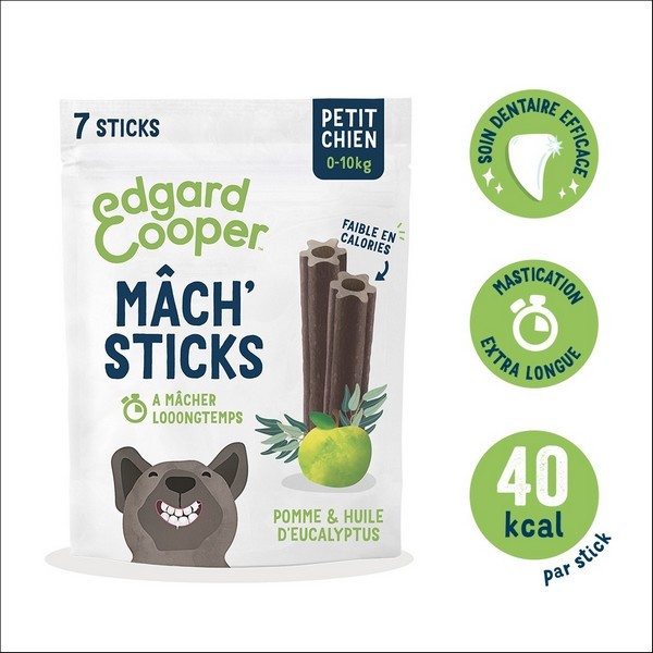 Edgard & Cooper Stick Dentaire Mâch'sticks Eucalyptus & Pomme Pour Chien