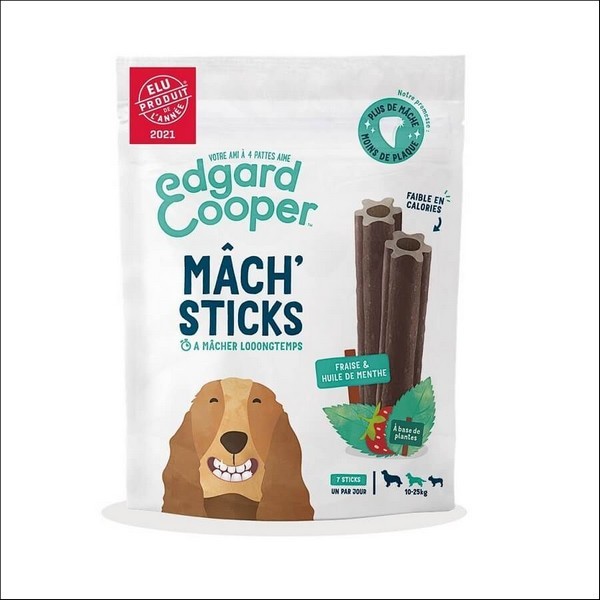 Edgard & Cooper Stick Dentaire Mâch'sticks Menthe & Fraise Pour Chien