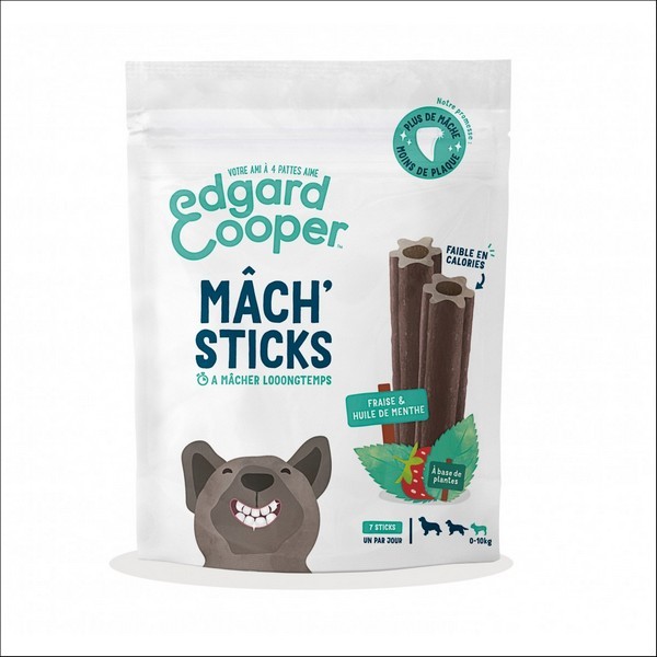 Edgard & Cooper Stick Dentaire Mâch'sticks Menthe & Fraise Pour Chien