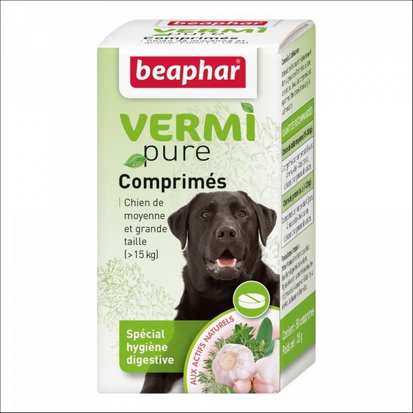 VERMIpure, Comprimés Aux Plantes Pour Chien (+15kg) Beaphar
