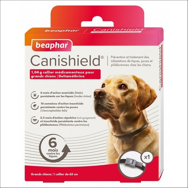 Canishield, Collier Anti-Phlébotome, Anti-Tique & Anti-Puce Beaphar