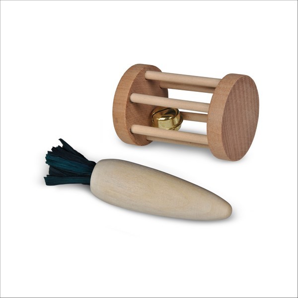 Pack De Jouets En Bois Pour Rongeur Carotte & Rouleau