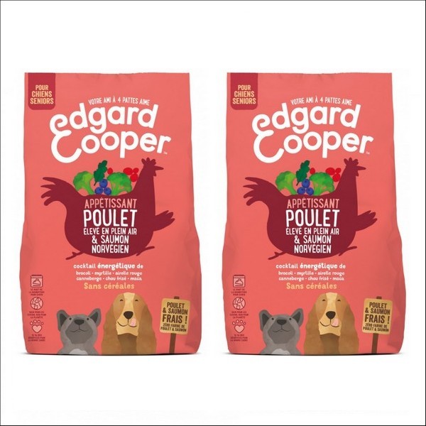 Edgard & Cooper Poulet Frais Élevé En Plein Air & Saumon Norvégien Sans céréales Pour Chien Senior