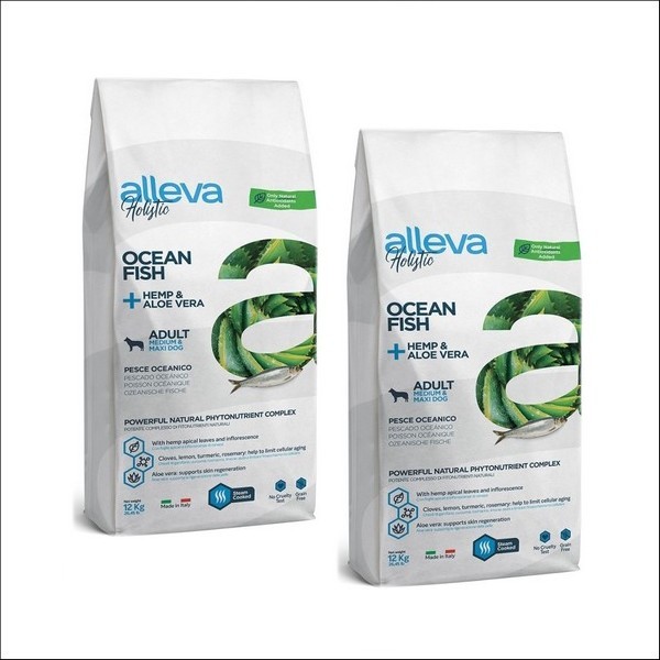 Croquettes Sans Céréales Au Poisson, Cannabis Sativa & Aloe Véra Pour Chien Adulte Medium  / Maxi - Alleva Holistic
