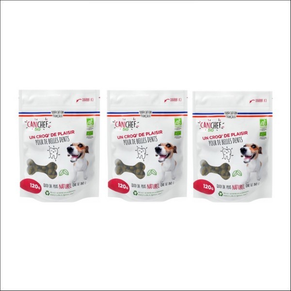 CANICHEF - Friandises BIO Pour Chien Au Goût Volaille Spécial Hygiène Bucco-Dentaire
