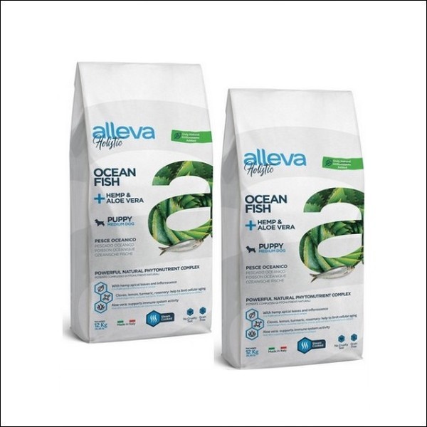 Croquettes Sans Céréales Au Poisson, Cannabis Sativa & Aloe Véra Pour Chiot Medium - Alleva Holistic