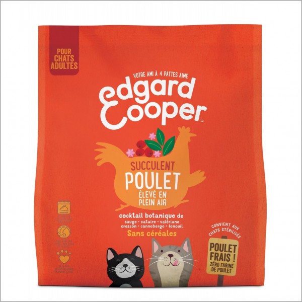 Edgard & Cooper Croquettes Au Poulet Frais Élevé En Plein Air Sans Céréales Pour Chat Adulte