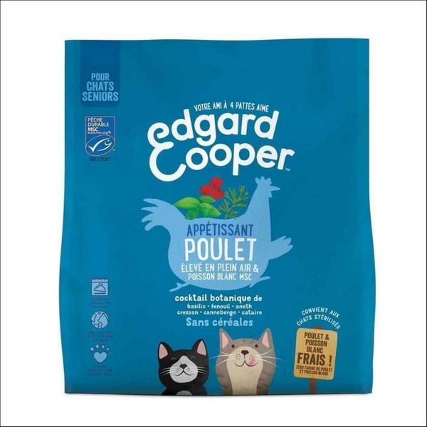 Edgard & Cooper Croquettes Poulet Frais Élevé En Plein Air & Poisson Blanc MSC Frais Sans Céréales Pour Chat Sénior
