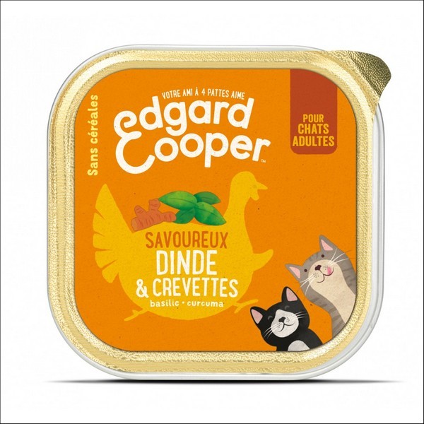 Edgard & Cooper Barquette A La Dinde & Aux Crevettes Sans Céréales Pour Chat Adulte
