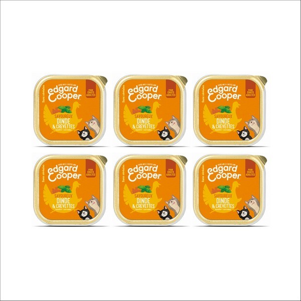 Edgard & Cooper Barquette A La Dinde & Aux Crevettes Sans Céréales Pour Chat Adulte