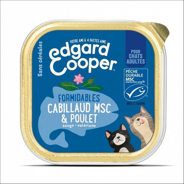 Edgard & Cooper Barquette Au Poulet & Cabillaud MSC Sans Céréales Pour Chat Adulte