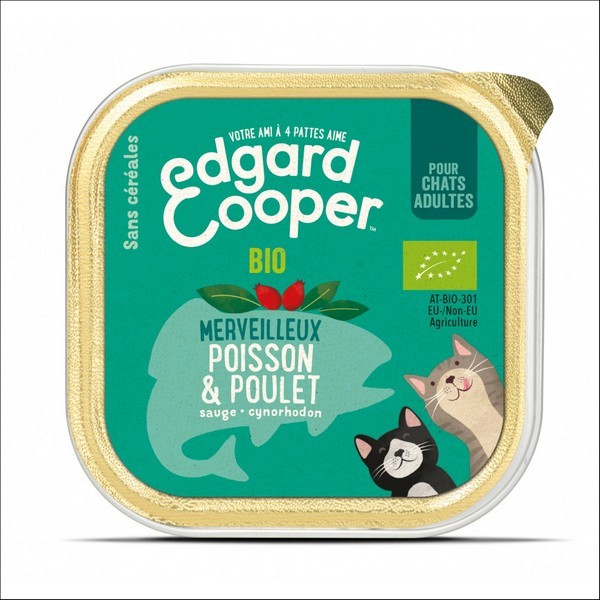 Edgard & Cooper Barquette Au Poisson & Au Poulet Biologiques Sans Céréales Pour Chat Adulte