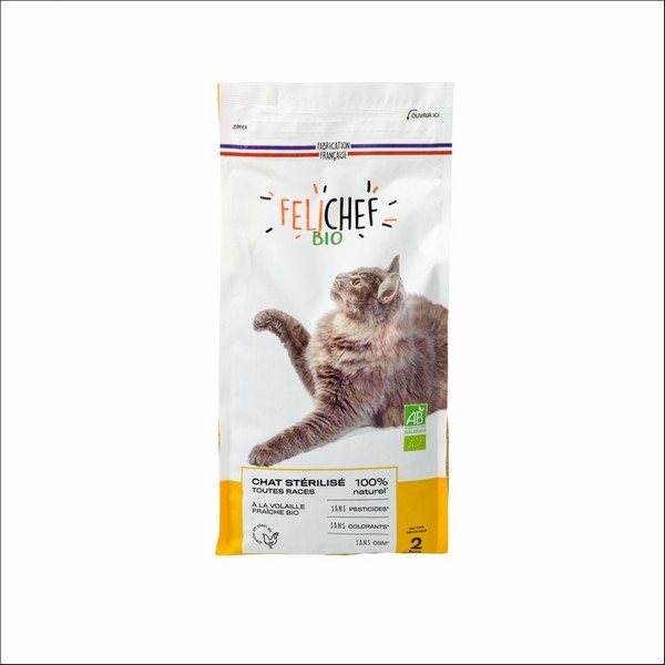 FELICHEF - Croquettes BIO A La Volaille Pour Chat Stérilisé