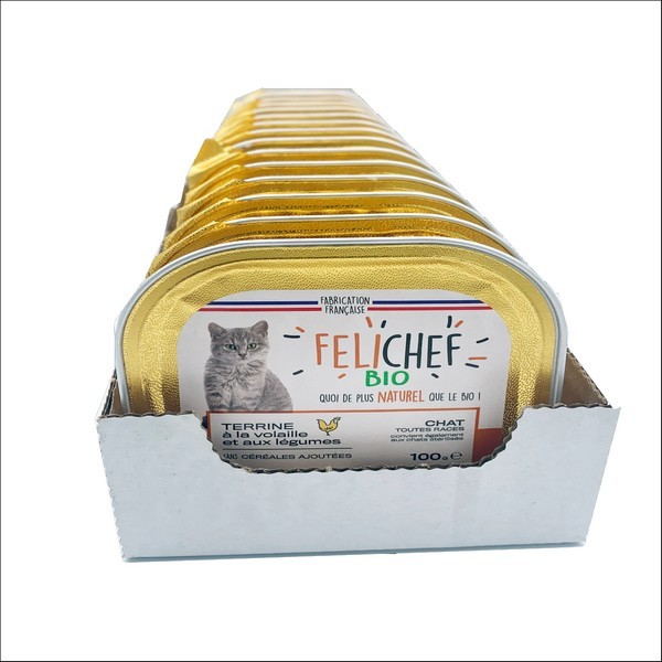 FELICHEF - Terrine Bio Sans Céréales A La Volaille Pour Chat