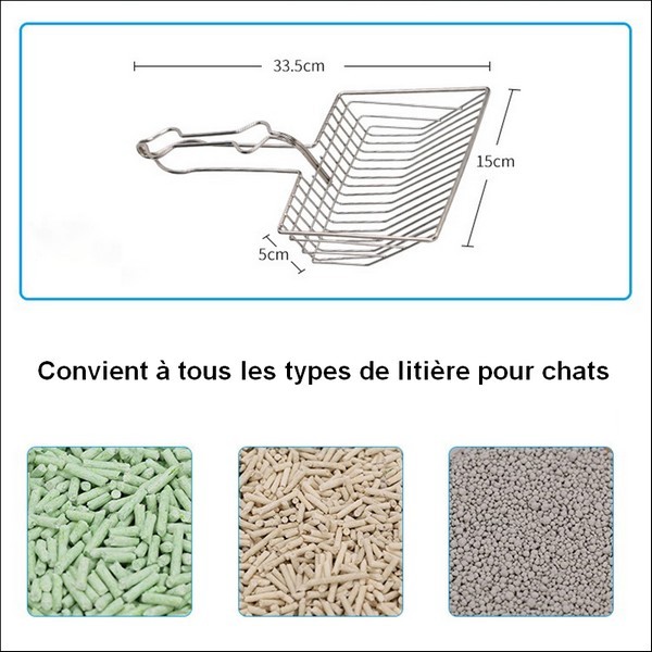 Pelle A Litière En Acier Inoxydable Pour Chat - Outil De Nettoyage Durable Et Épais