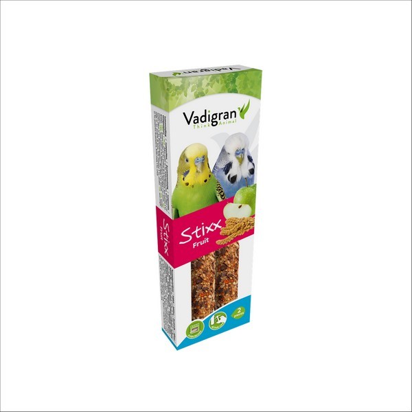Lot De 2 Bâtonnets Snack Stixx Pour Oiseaux Perruches Aux Fruits Vadigran