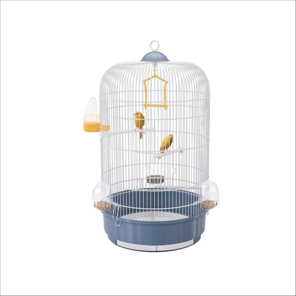 Cage Ronde Pour Petits Oiseaux Luna Blanc-Bleu Imac